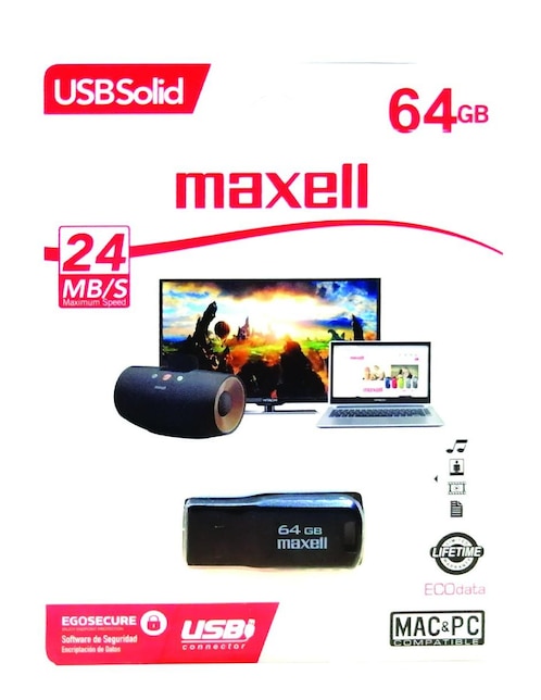 Memoria Flash USB Maxell Solid Black 64GB