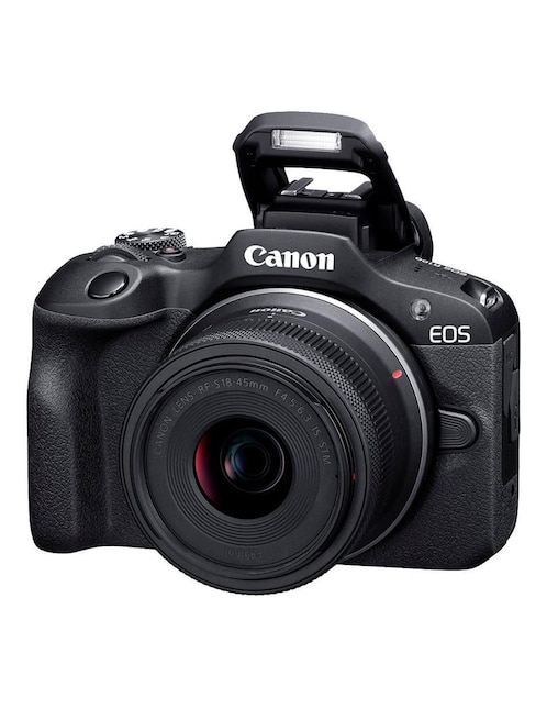 Cámara sin espejo Canon modelo R100 con lente zoom f / 4.5