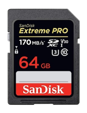 Tarjeta SD 64GB Sandisk Extreme Pro Clase 10 U3 V30 Graba Full HD 4K SDSDXXY-064G-GN4IN