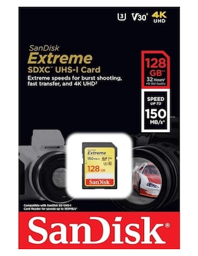 Tarjeta SD 128GB Sandisk Extreme 4K SDSDXV5-128G-GNCIN