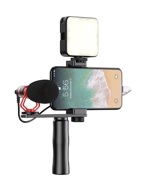Kit vlogger con luz y micrófono Ground Electronics