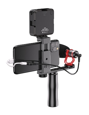 Kit vlogger con luz y micrófono Ground Electronics