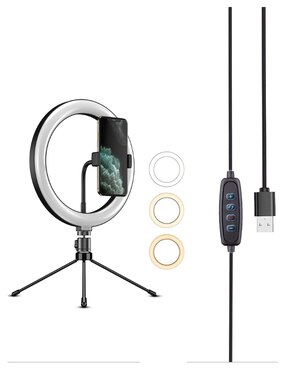 Aro de luz con tripie de mesa Ground Eletronics
