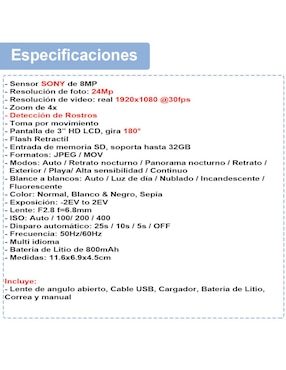 Cámara compacta básica Vak modelo DR-3500 64 megapíxeles