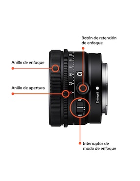 Lente zoom angular Sony modelo sel24f28g//c 49 mm f / 2.8 para camara sony