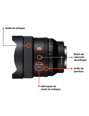 Lente zoom angular Sony modelo sel14f18gm/csyx f / 1.8 para cámara sony
