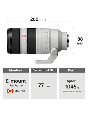 Lente Sony 70 a 200 mm f / 2.8 E-Mount