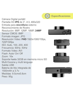 Cámara compacta básica Genérica modelo VD-CDR1-N 24 megapíxeles