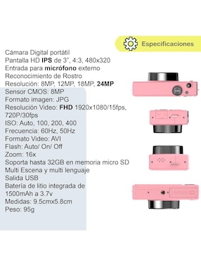 Cámara compacta básica Genérica modelo VD-CDR1-R 24 megapíxeles