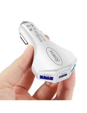 Cargador auto Hotshot USB + USB tipo C