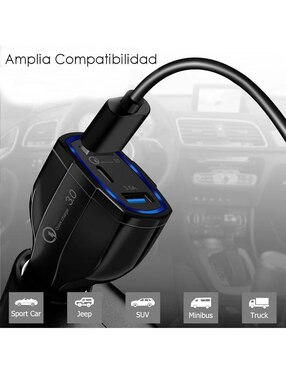 Cargador auto Hotshot USB + USB tipo C