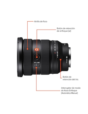 Lente gran angular Sony modelo sel1635gm2 82 mm f / 2.8 para cámara sony