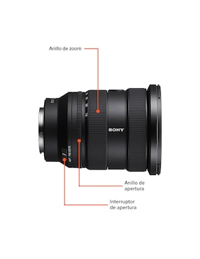 Lente gran angular Sony modelo sel1635gm2 82 mm f / 2.8 para cámara sony