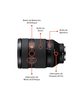 Lente zoom estándar Sony modelo sel2870gm 86 mm f / 2 para cámara sony