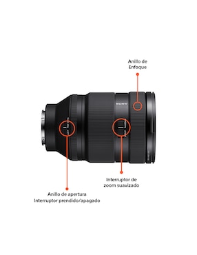 Lente zoom estándar Sony modelo sel2870gm 86 mm f / 2 para cámara sony