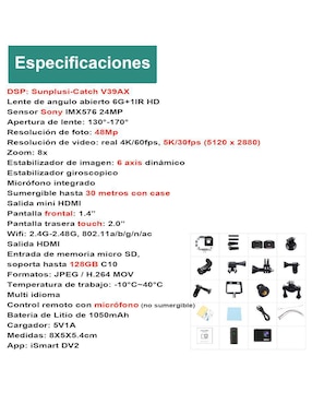 Cámara deportiva Vak VD-302P 5K/UHD