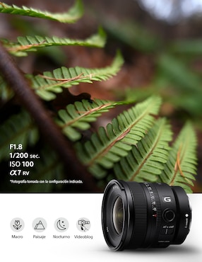 Lente gran angular Sony modelo sel16f18g 67 mm f / 1.8 para montura e