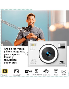 Cámara compacta básica Vak modelo vd-f3l-b 64 megapíxeles