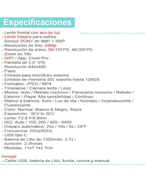Cámara compacta básica Vak modelo vd-f3l-b 64 megapíxeles