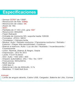 Cámara compacta básica Vak modelo DR-3500 64 megapíxeles