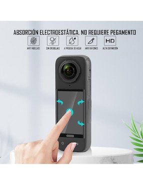 Tapa y protector lente Carol Accesorios insta360 x4 y x5 cristal templado insta360