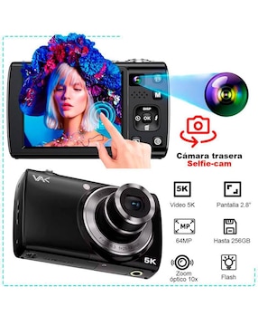 Cámara compacta básica Vak modelo VD-408 64 megapíxeles