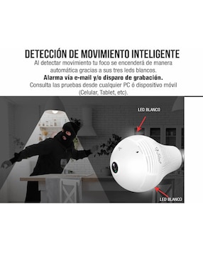 Cámara Foco WiFi Espía HD 960P IP Nube 360 Grados Video Seguridad Control Alarma