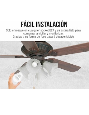 Cámara Foco WiFi Espía HD 960P IP Nube 360 Grados Video Seguridad Control Alarma