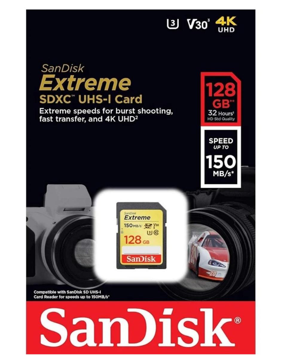 Tarjeta SD 128GB Extreme 4K SDSDXV5-128G-GNCIN 2