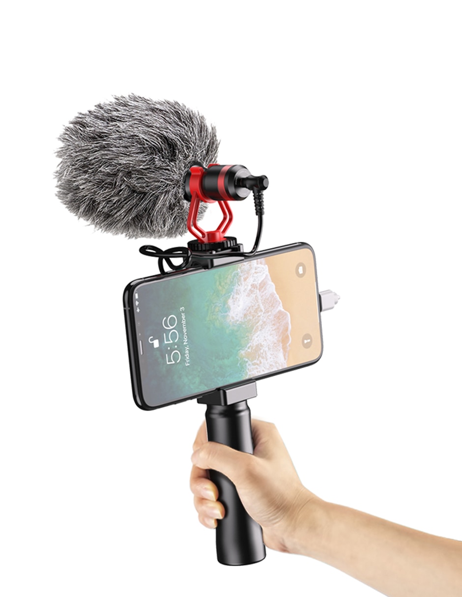 Kit vlogger con luz y micrófono