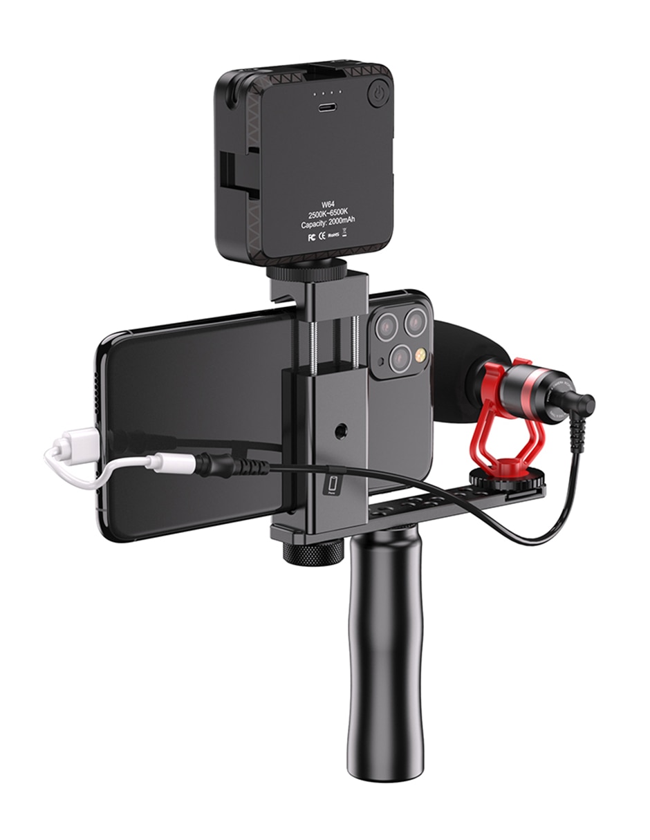 Kit vlogger con luz y micrófono 4