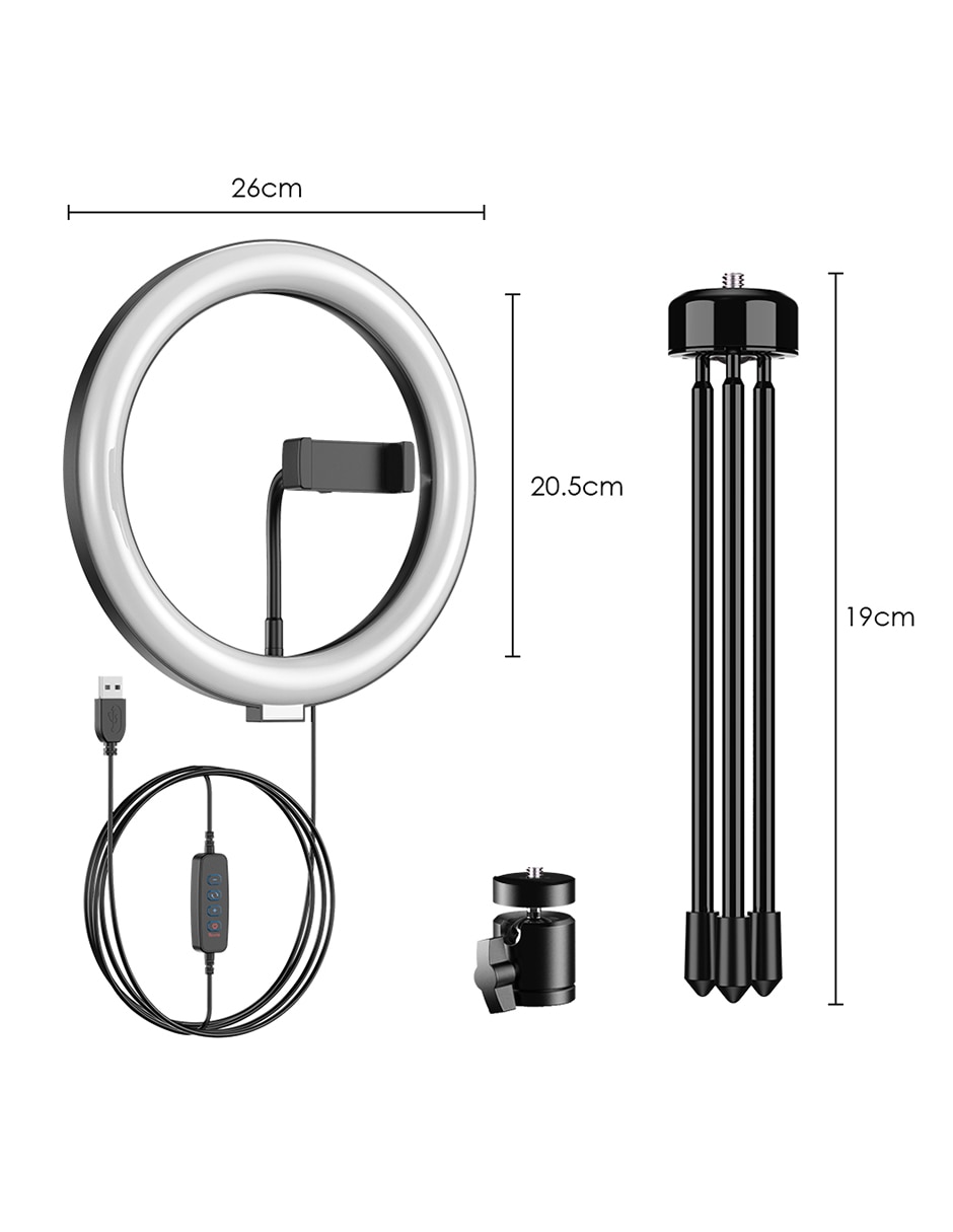 Aro de luz con tripie de mesa Ground Eletronics 7