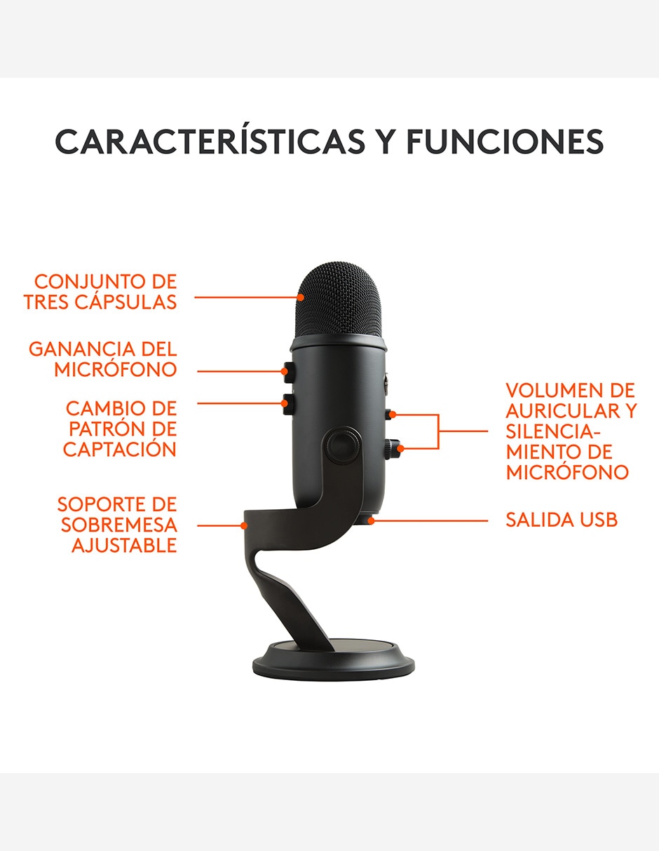Micrófono profesional alámbrico Yeti X Pro 13