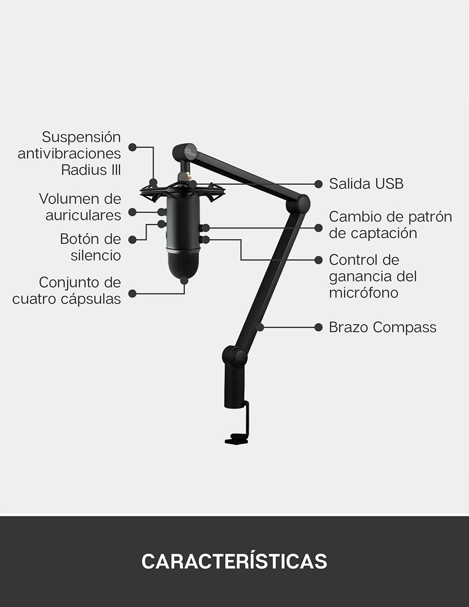 Micrófono profesional alámbrico yeticaster 23