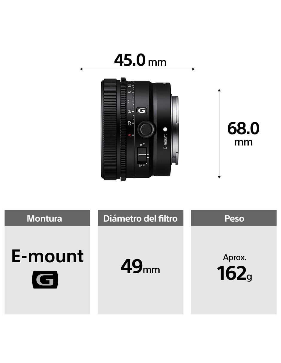 Lente zoom angular modelo sel24f28g//c 49 mm f / 2.8 para camara sony 3