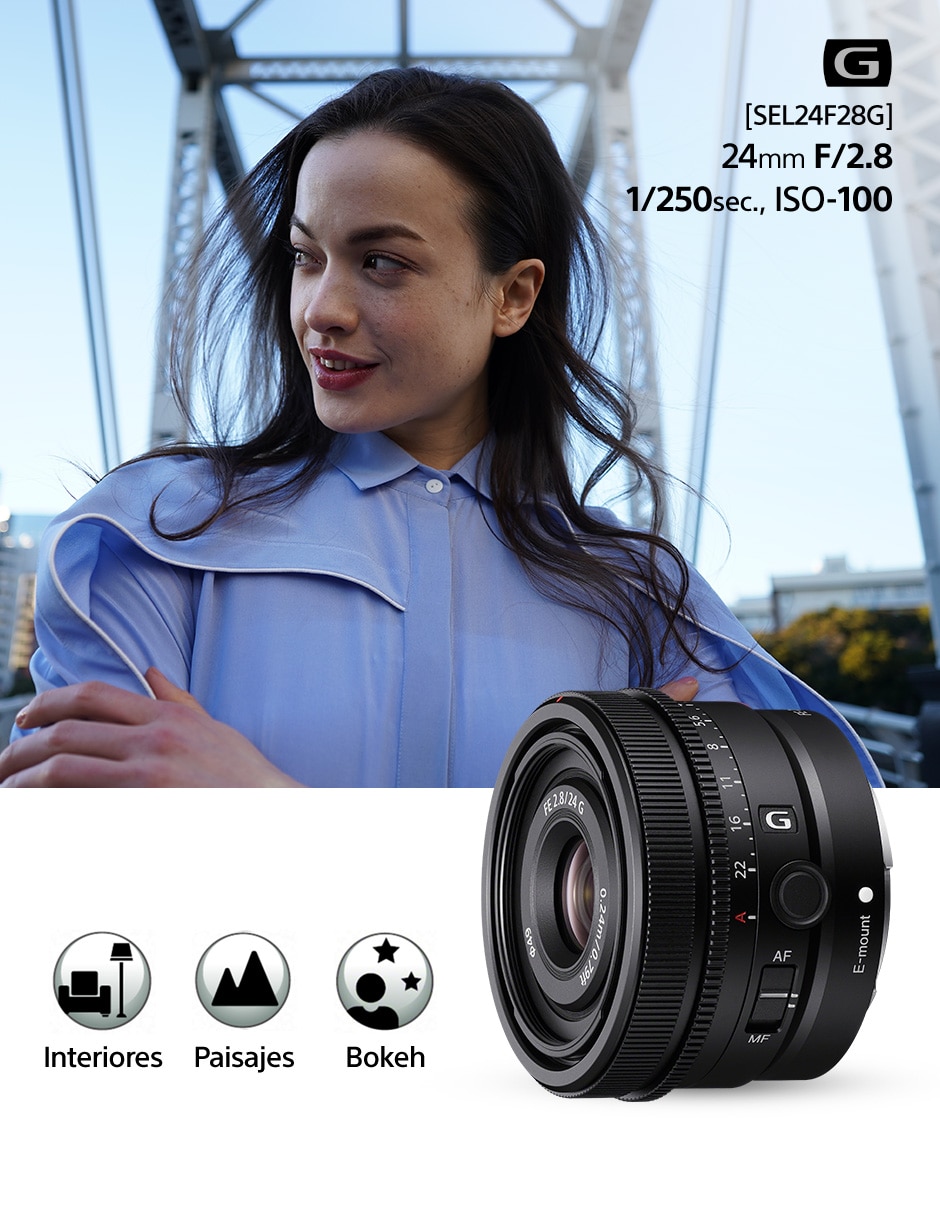 Lente zoom angular modelo sel24f28g//c 49 mm f / 2.8 para camara sony 7