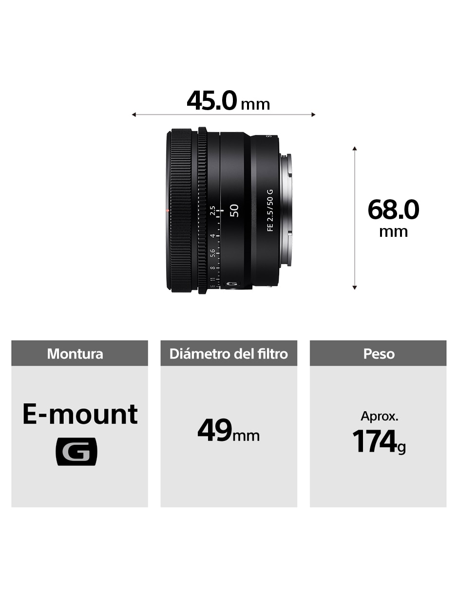Lente 50 mm f / 2.5 E-Mount 3