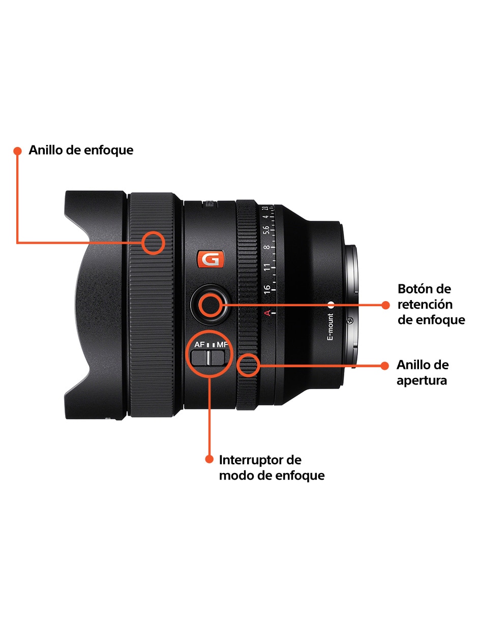 Lente zoom angular modelo sel14f18gm/csyx f / 1.8 para cámara sony 7