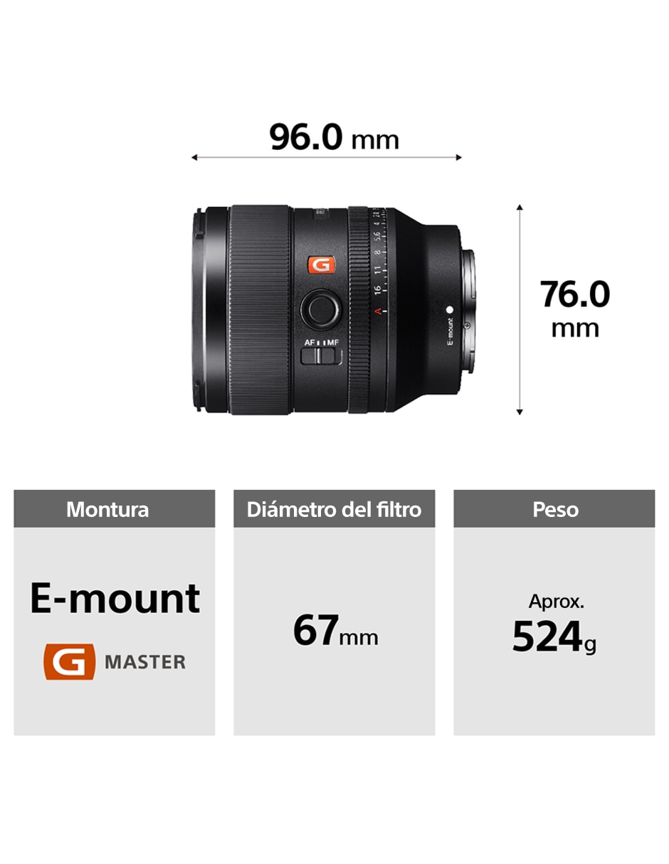 Lente 35 mm f / 1.4 E-Mount 2