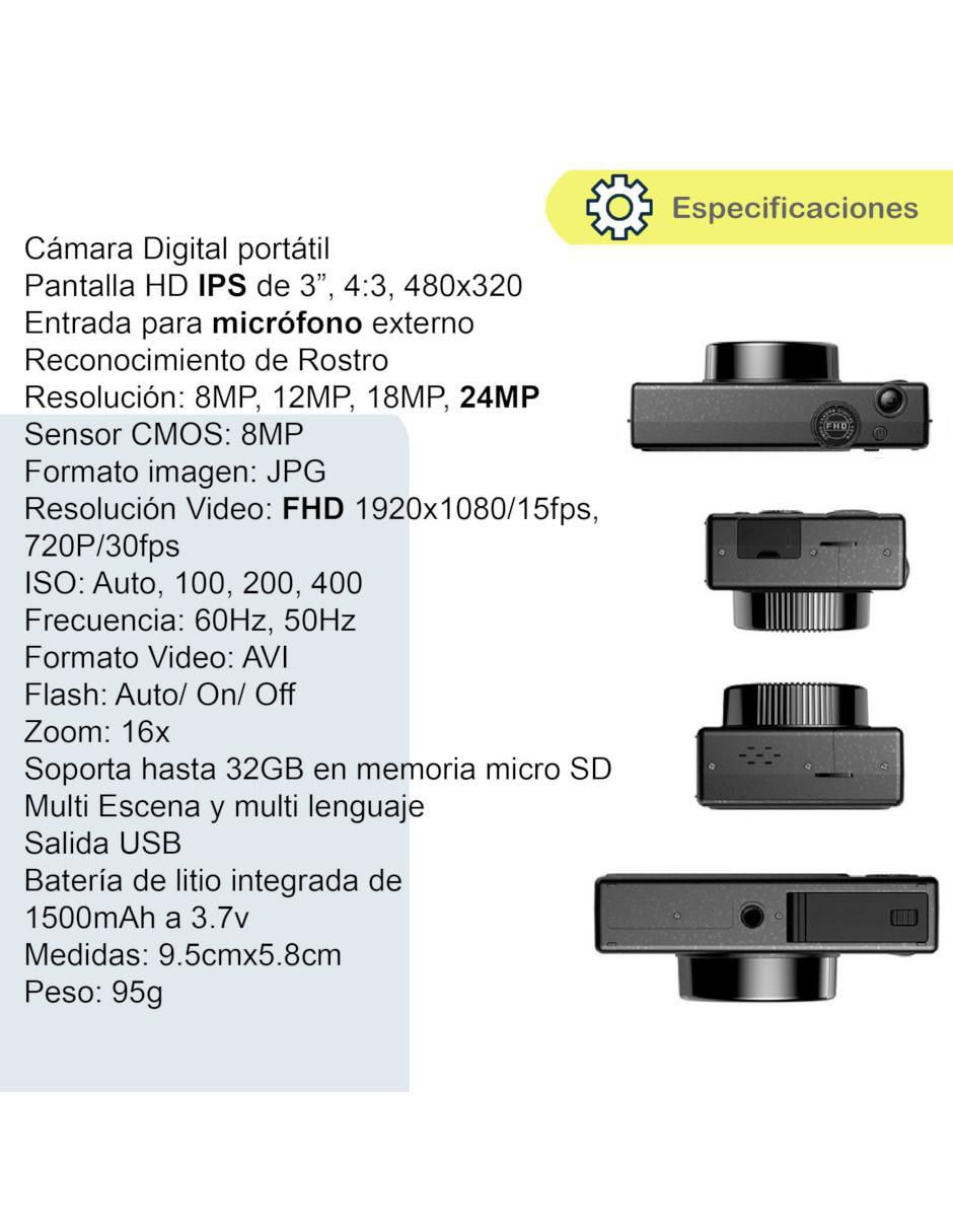 Cámara compacta básica modelo VD-CDR1-N 24 megapíxeles 5