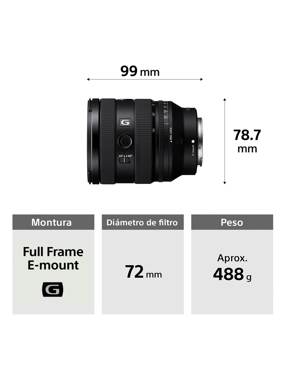 Lente 20 a 70 mm f / 4 E-Mount 2