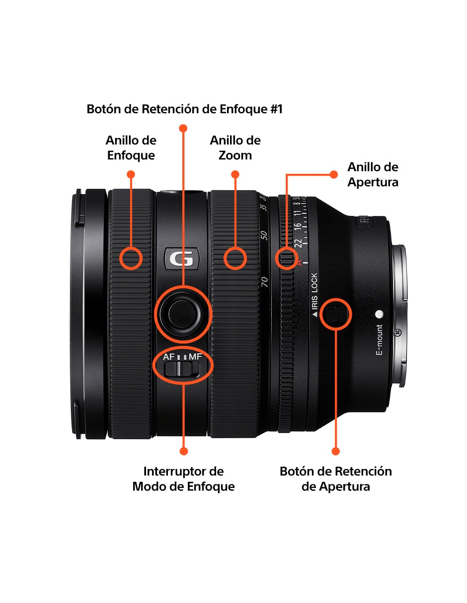Lente 20 a 70 mm f / 4 E-Mount 7
