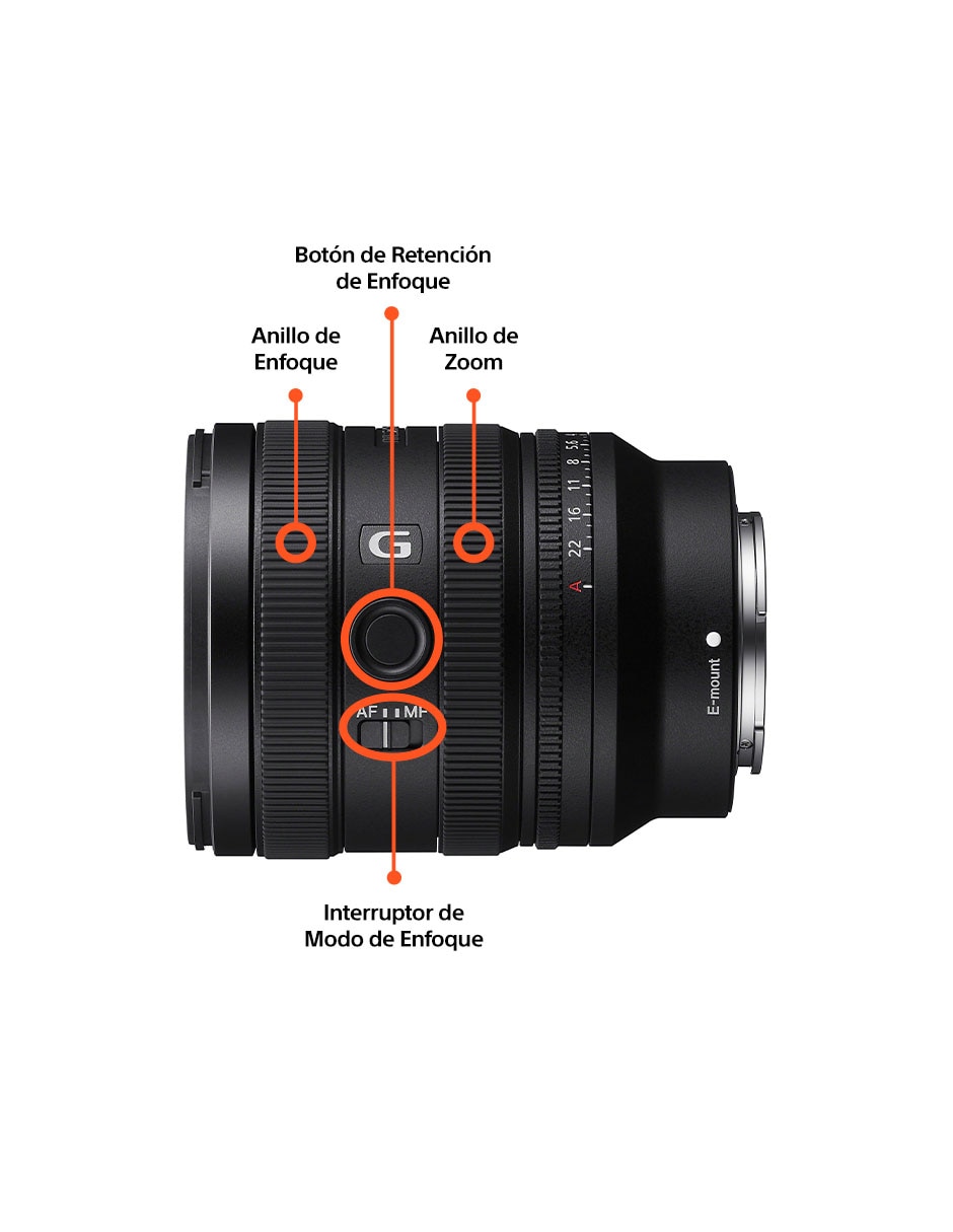 Lente zoom estándar modelo sel2450g 67 mm f / 2.8 para cámara sony 5