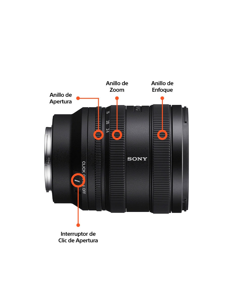 Lente zoom estándar modelo sel2450g 67 mm f / 2.8 para cámara sony 6
