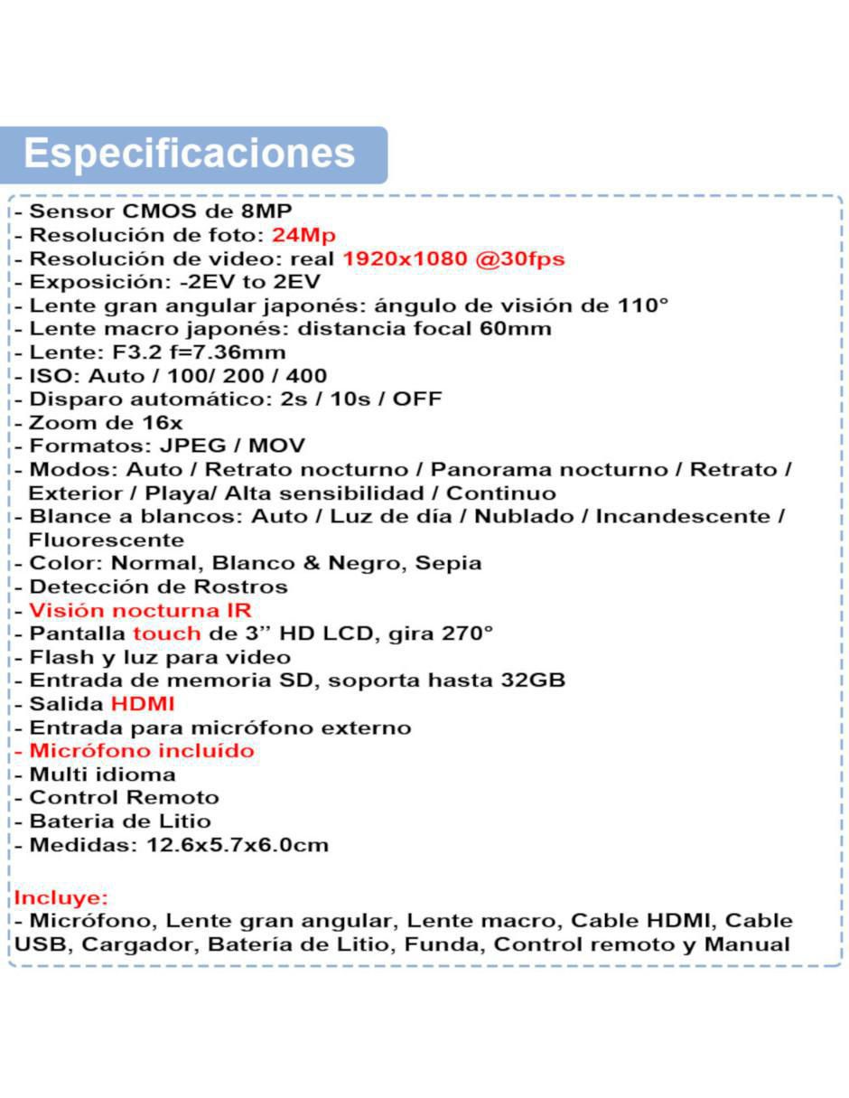 Videocámara HD-809 Full HD 6