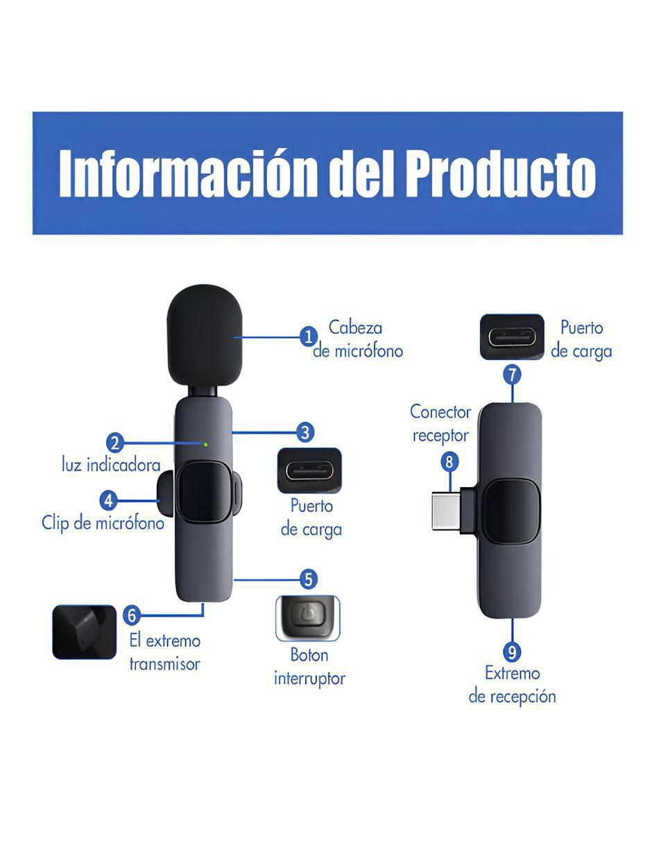 Micrófono micrófono estéreo lavalier Inalámbrico 5