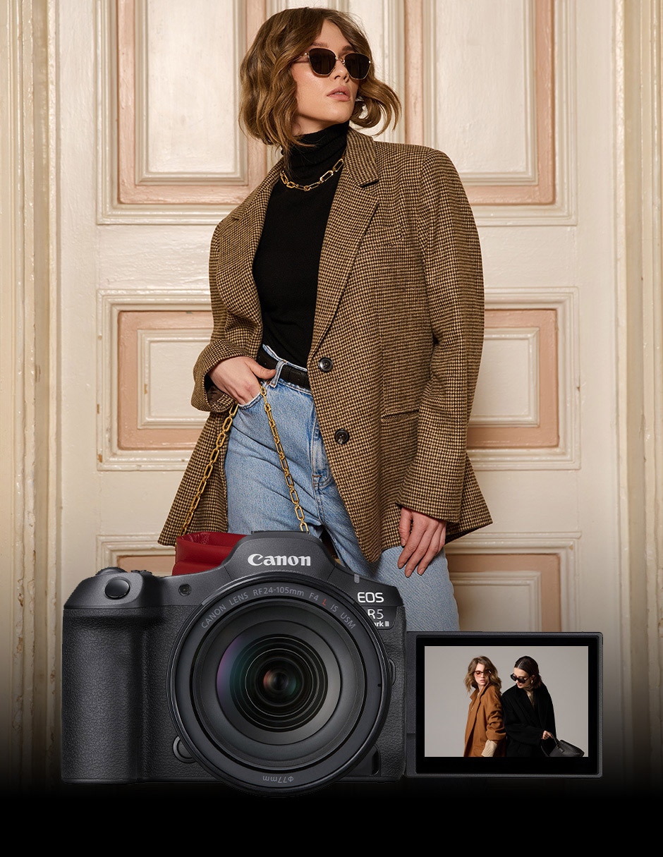 Kit de cámara sin espejo y accesorios modelo EOS R5 MARK II con lente zoom f / 4 4