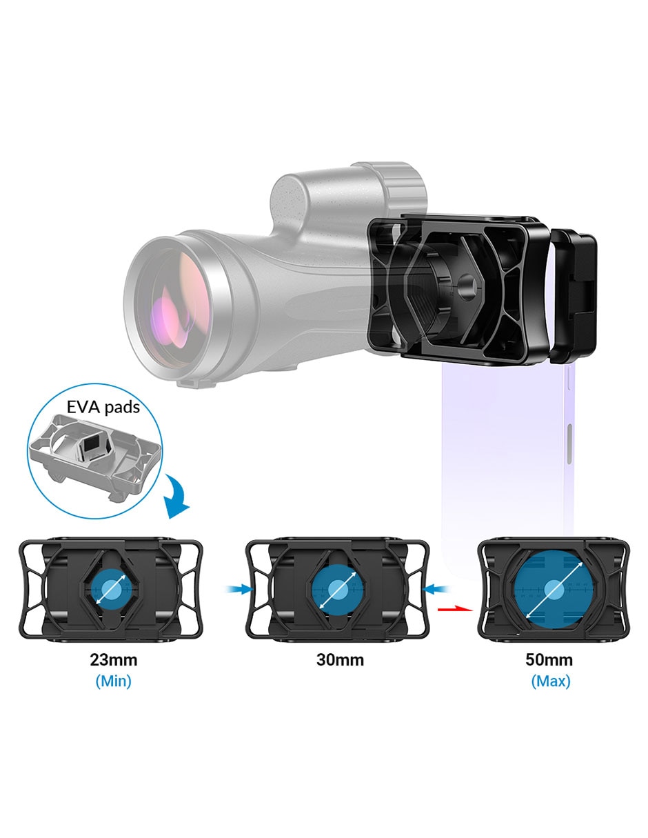 Adaptador de binoculares, telescopio, microscopio para smartphone 3