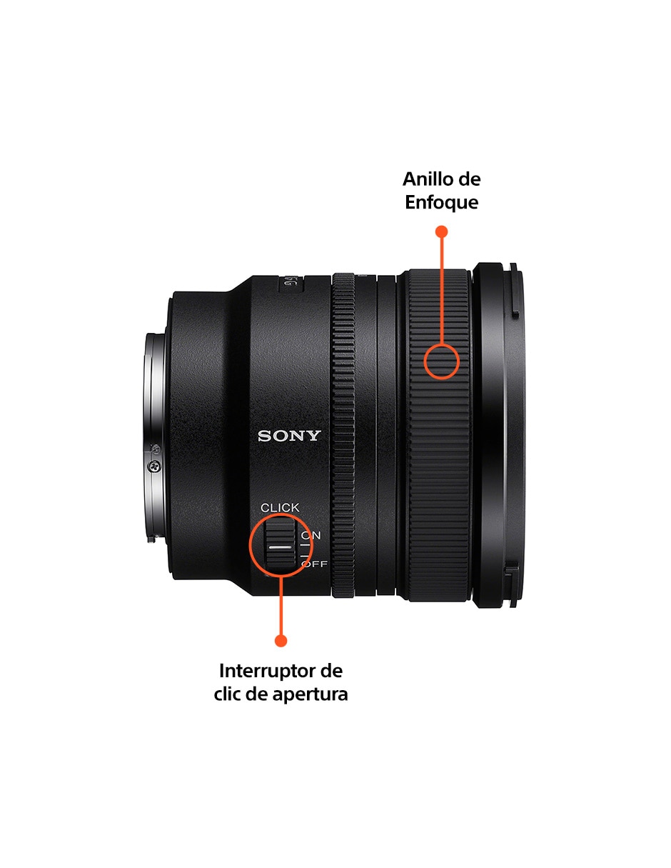 Lente gran angular modelo sel16f18g 67 mm f / 1.8 para montura e 2