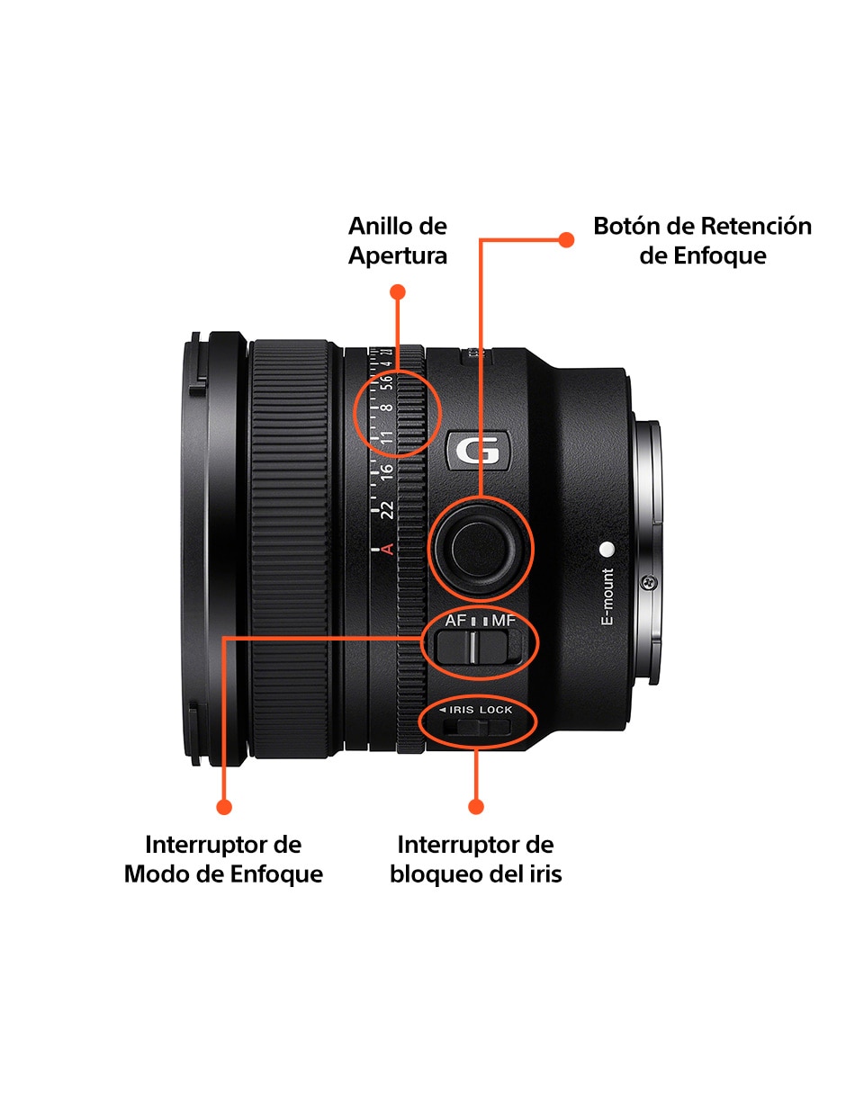 Lente gran angular modelo sel16f18g 67 mm f / 1.8 para montura e 5
